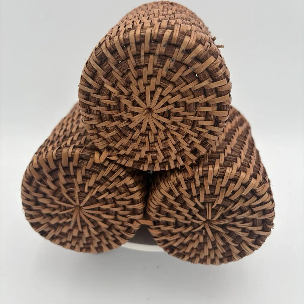 Vintage Rattan Three Bottle Wine Holder Utensil Caddy‎